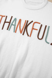 THANKFUL Round Neck Drop Shoulder Sweater