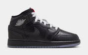 Air Jordan 1 Mid Grade School Basketball Shoes (Black/White/Wolf Grey)