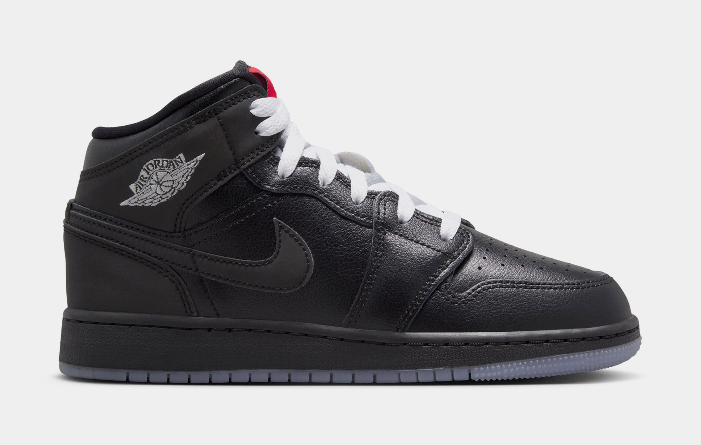 Air Jordan 1 Mid Grade School Basketball Shoes (Black/White/Wolf Grey)