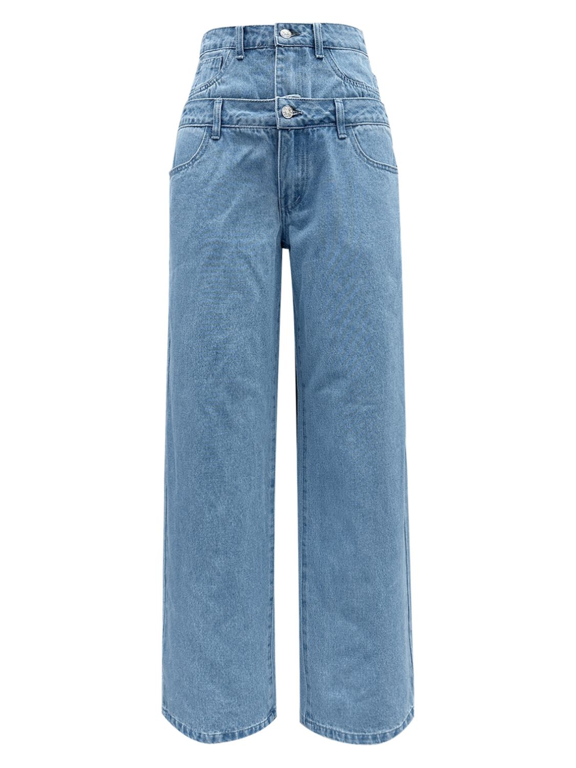 Faux Layered High Waist Jeans