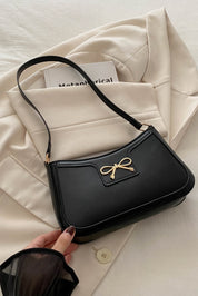 Bow Trim PU Leather Shoulder Bag