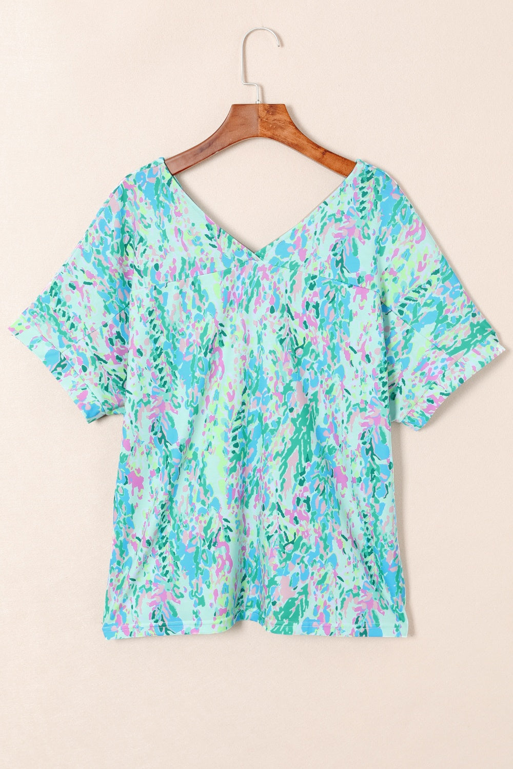 Printed V-Neck Short Sleeve T-Shirt