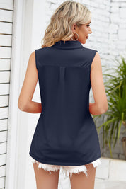 Ruched Johnny Collar Tank