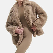 Gertrude Short Teddy Coat In Putty