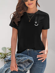 Smile Graphic Round Neck Short Sleeve T-Shirt