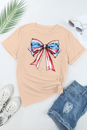 Bow Graphic Round Neck Short Sleeve T-Shirt