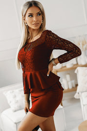 Lace Detail Long Sleeve Mini Dress