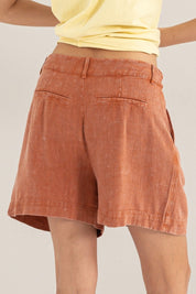 HYFVE High Waist Pleated Linen Shorts