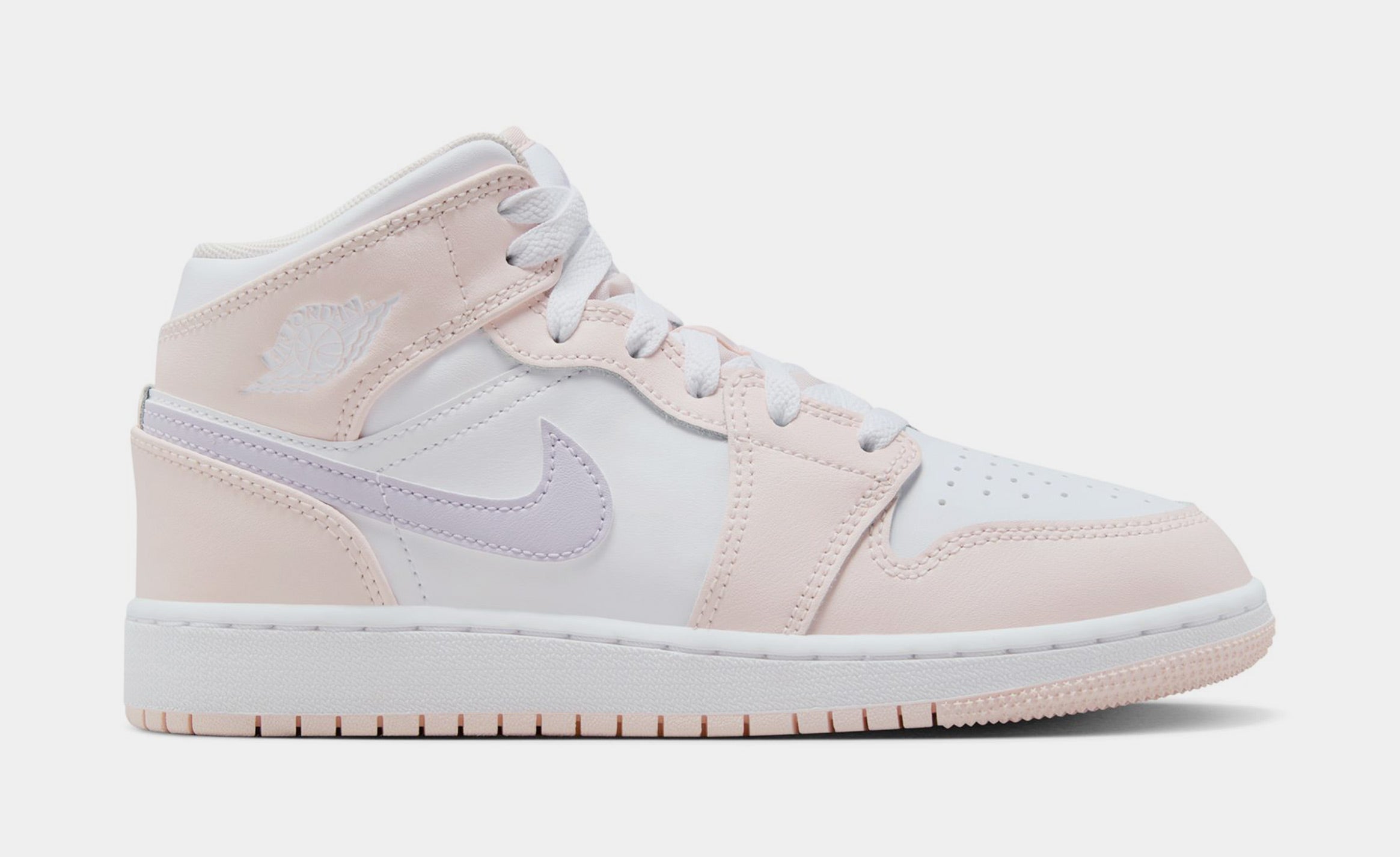 Air Jordan 1 Mid Pink Wash Grade School Lifestyle Shoes (Pink Wash/White/Violet Frost)