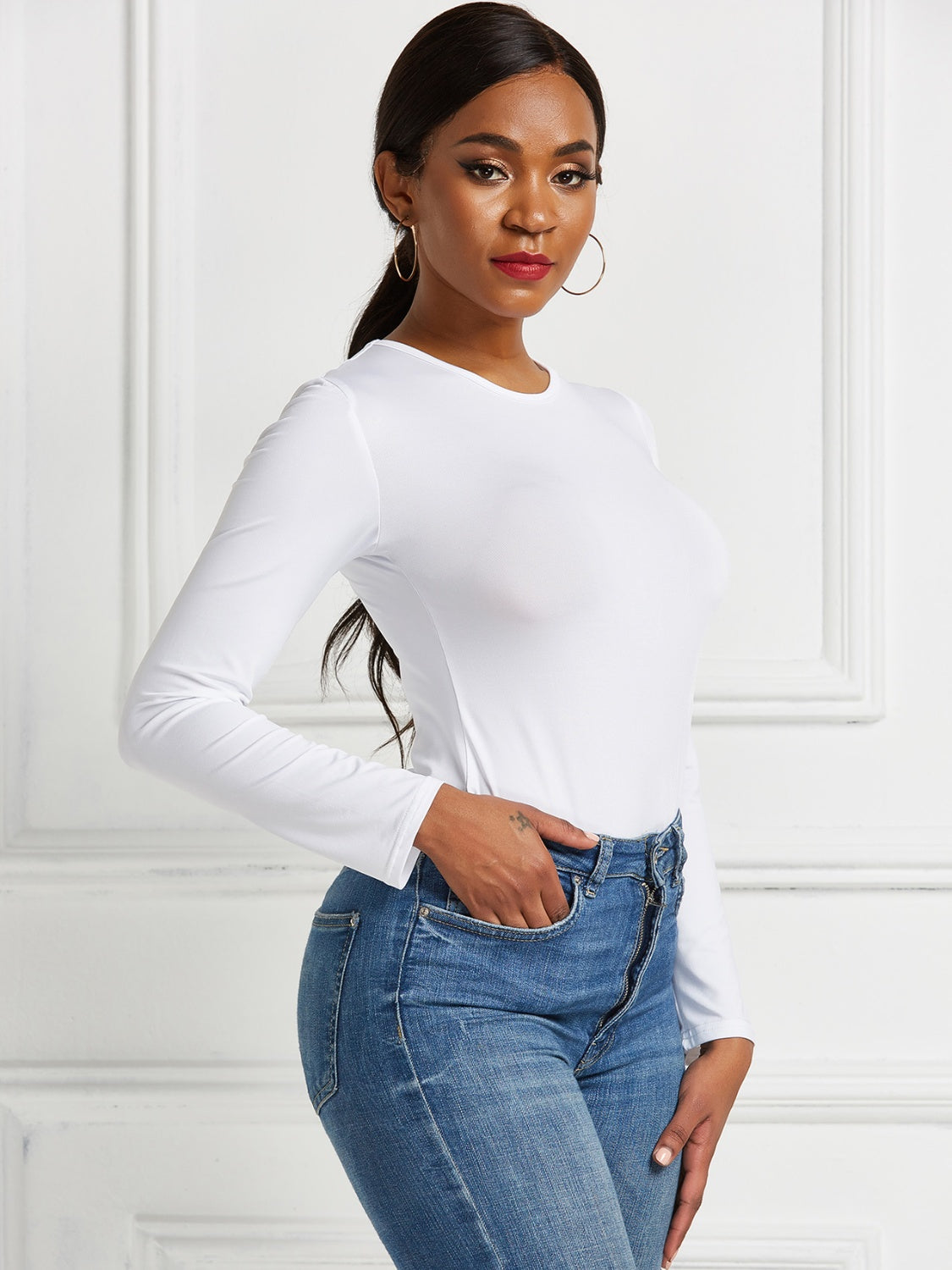 Round Neck Long Sleeve Bodysuit