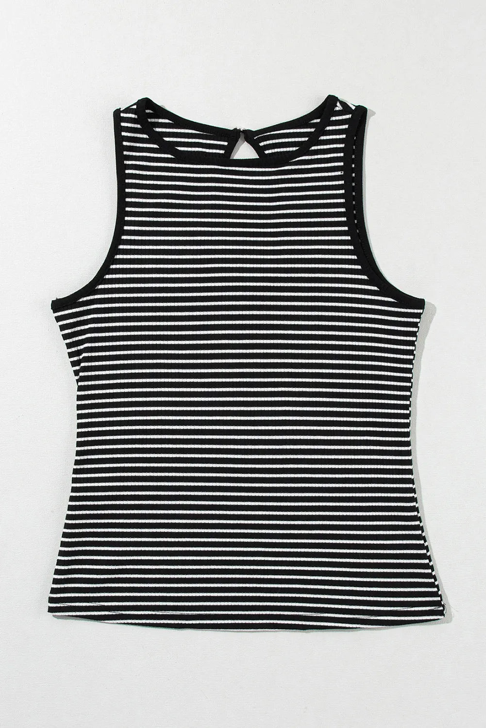 Cutout Striped Round Neck Tank