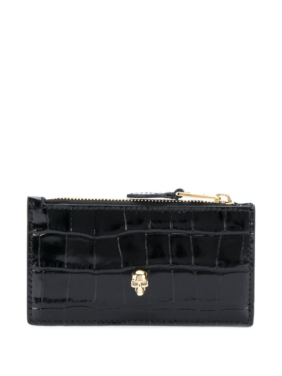 Alexander McQueen Skull Zipped Leather Credit Card Case