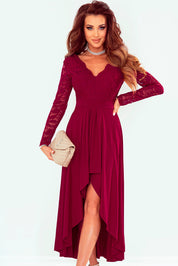 Lace High-Low V-Neck Dress