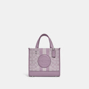 Coach Outlet Dempsey Tote 22 In Signature Jacquard With Stripe And Coach Patch