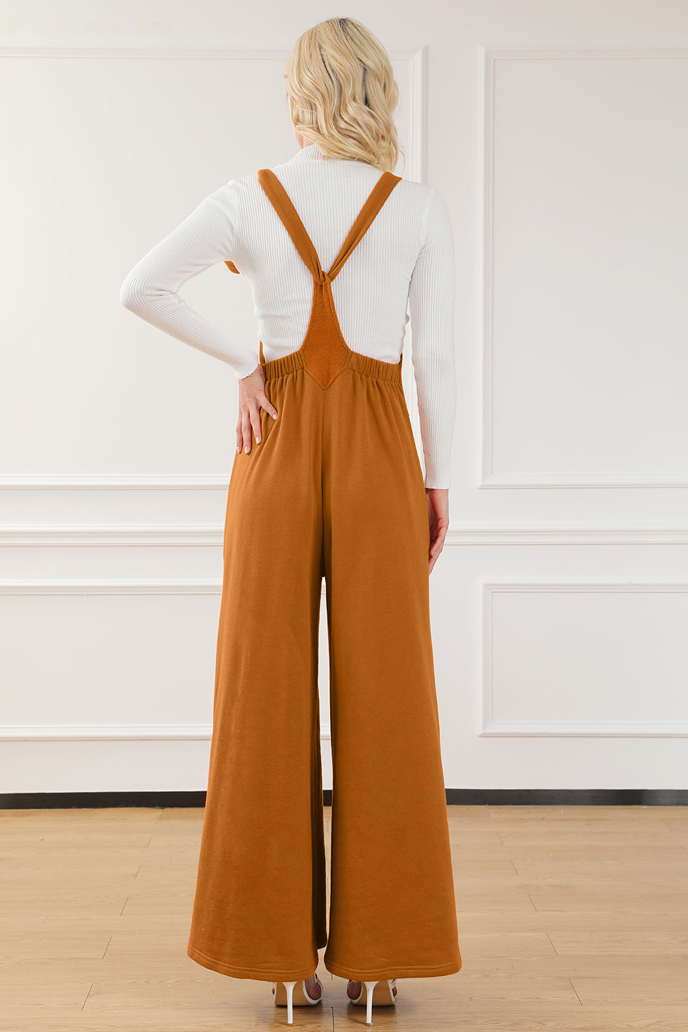 Pocketed Square Neck Wide Strap Jumpsuit