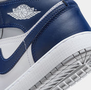 Air Jordan 1 Retro Mid Grade School Lifestyle Shoes (White/Wolf Grey/Midnight Navy)