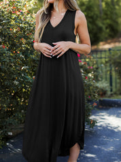 Full Size V-Neck Midi Tank Dress