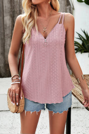 Devine Eyelet V-Neck Double Strap Cami