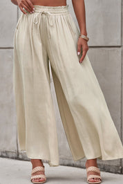 Drawstring Waist Wide Leg Pants