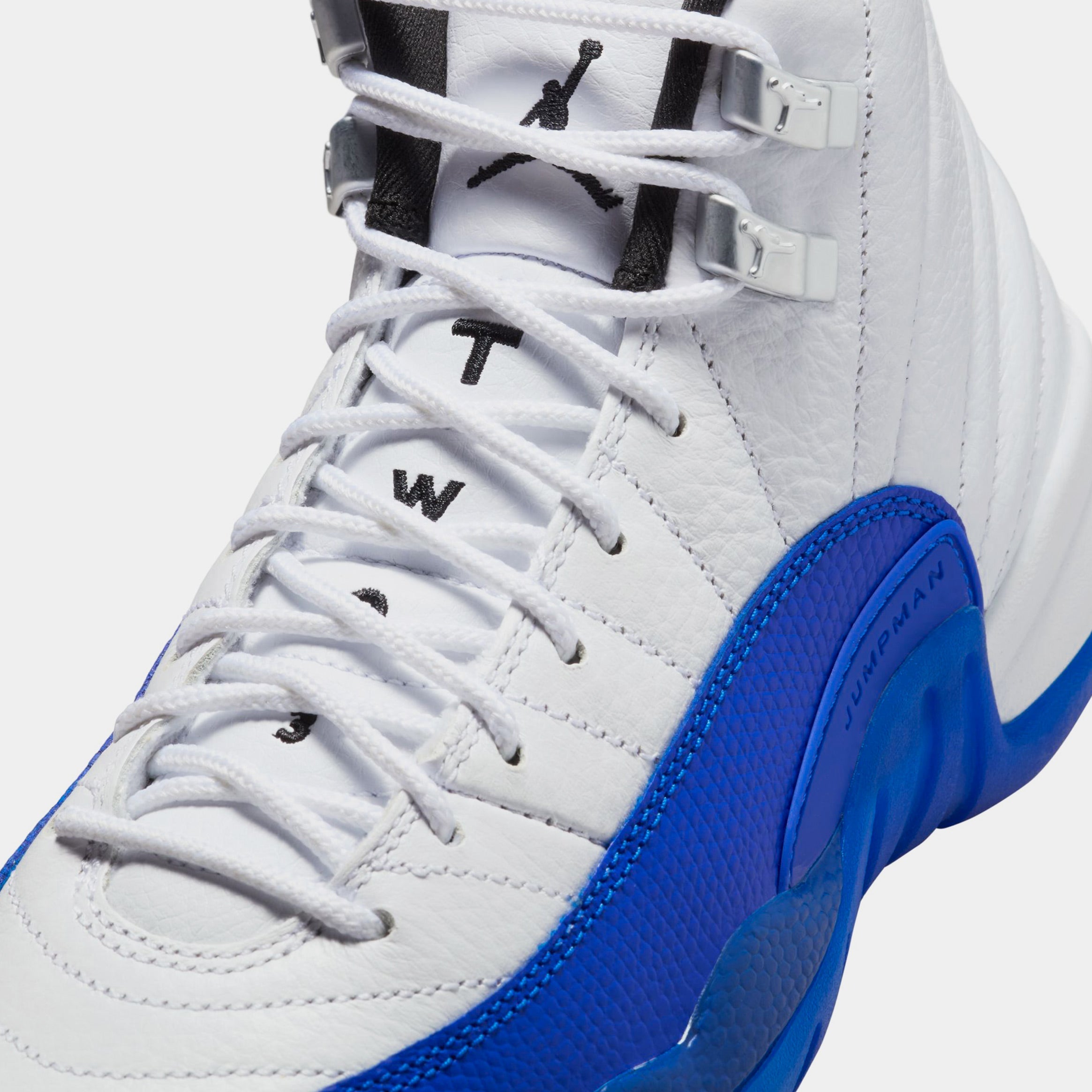 Air Jordan 12 Retro White and Game Royal Grade School Lifestyle Shoes (White/Black/Game Royal) Free Shipping