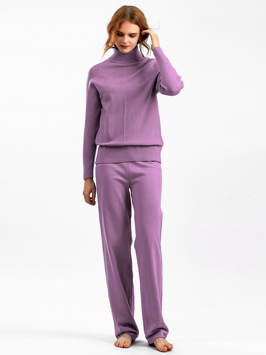 Basic Bae Turtleneck Raglan Sleeve Top and Pants Sweater Set