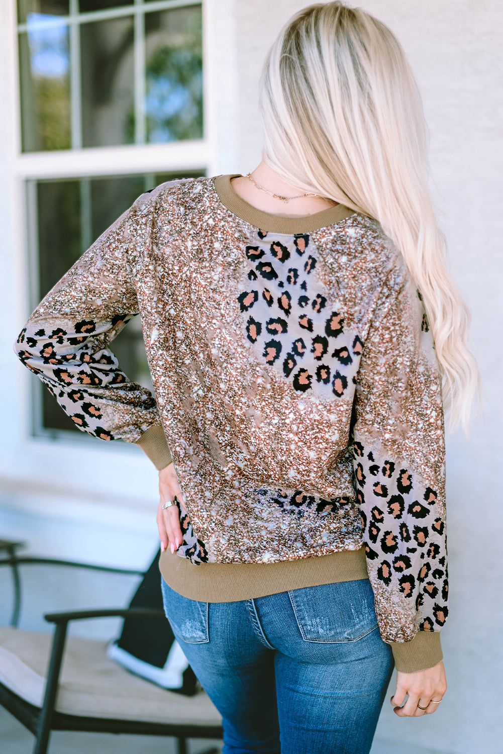 Leopard Round Neck Long Sleeve T-Shirt