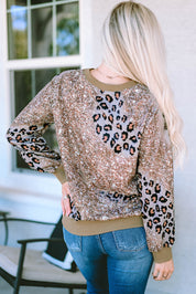 Leopard Round Neck Long Sleeve T-Shirt