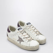 Golden Goose Hi Star Sneaker With Purple/Silver Glitter