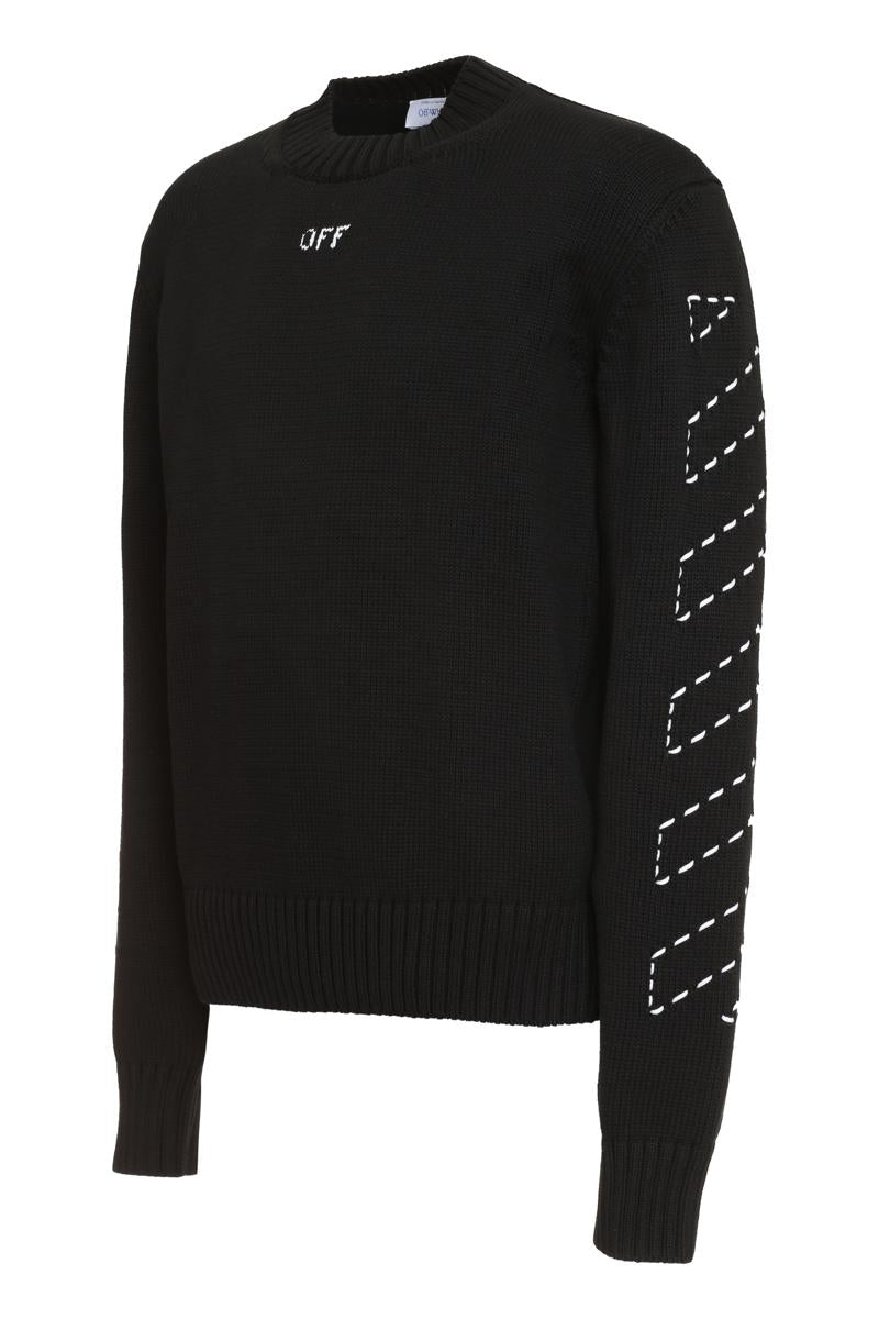 Off-White Cotton Crew-Neck Sweater