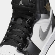 Air Jordan 1 Retro Mid SE Black Patent Mens Lifestyle Shoes (Black Patent/Metallic Gold/Silver)