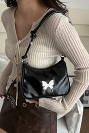 Butterfly PU Leather Knotted Strap Shoulder Bag