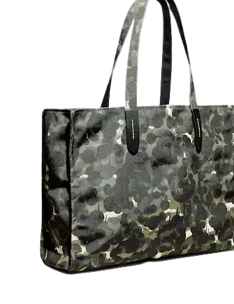 Coach 100 Percent Recycled Canvas Tote 42 With Camo Print And Rainbow Horse And Carriage