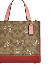 Coach Dempsey Tote 22 In Signature Canvas With Dancing Kitten Print