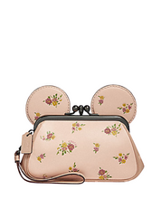 Coach Kisslock Wristlet With Floral Mix and Minnie Mouse Ears