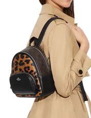 Coach Mini Court Backpack In Signature Canvas With Leopard Print