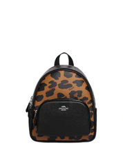 Coach Mini Court Backpack In Signature Canvas With Leopard Print