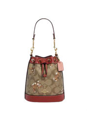 Coach Mini Dempsey Bucket Bag In Signature Canvas With Dancing Kitten Print