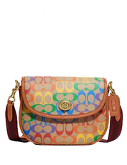 Coach Willow Saddle Bag In Rainbow Signature Canvas