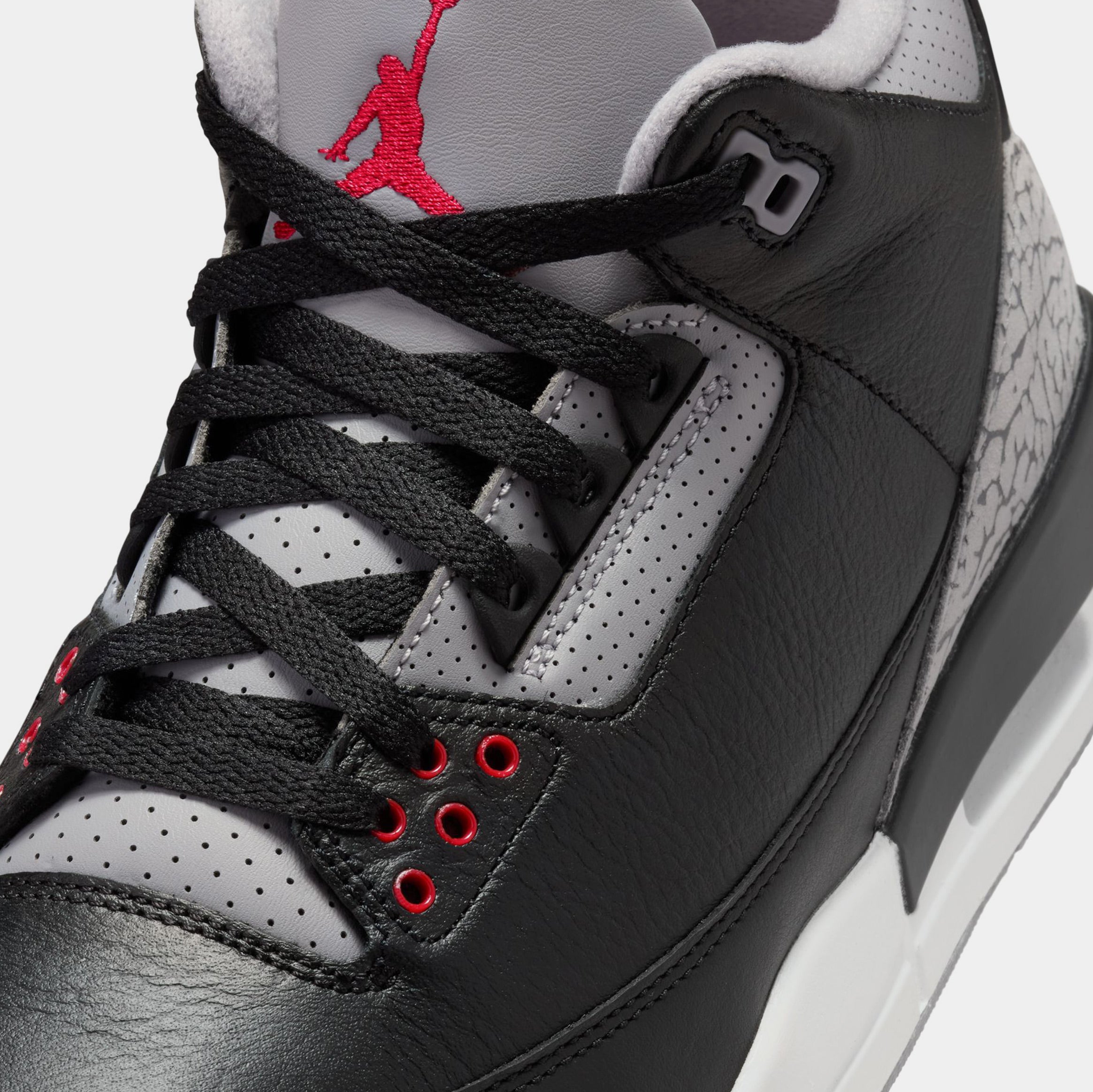 Air Jordan 3 Retro Black Cement Mens Lifestyle Shoes (Black/Fire Red/Cement Grey/Summit White) Free Shipping