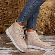 Lace-Up Round Toe Flat Sneakers