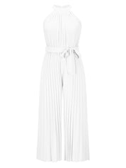 Cutout Tied Pleated Sleeveless Jumpsuit