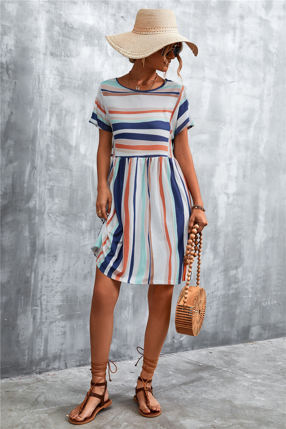 Striped Round Neck Dress