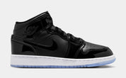 Air Jordan 1 Retro Mid Space Jam Grade School Lifestyle Shoes (Black)