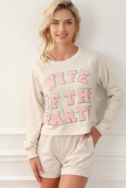 WIFE OF THE PARTY Round Neck Top and Shorts Lounge Set