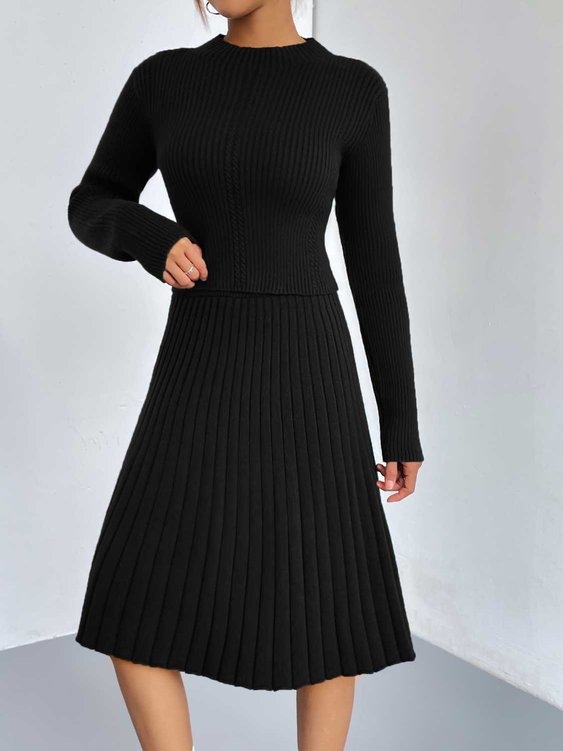 Rib-Knit Sweater and Skirt Set