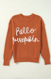 Letter Graphic Round Neck Long Sleeve Sweater