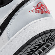 Air Jordan 1 Low SE Panda Toe Grade School Basketball Shoes (White/Fire Red/Black/Matte Silver)