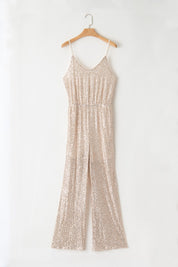 Sequin Spaghetti Strap Wide Leg Jumpsuit