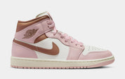 Air Jordan 1 Mid Neapolitan Womens Lifestyle Shoes (Pink Oxford/Sail/Archaeo Brown)