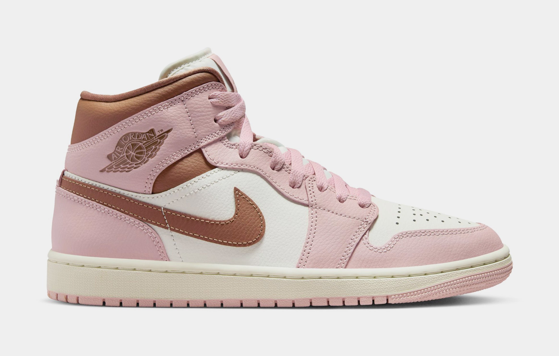 Air Jordan 1 Mid Neapolitan Womens Lifestyle Shoes (Pink Oxford/Sail/Archaeo Brown)